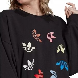 Adidas Women's Multicolor Trefoil Black Sweatshirt